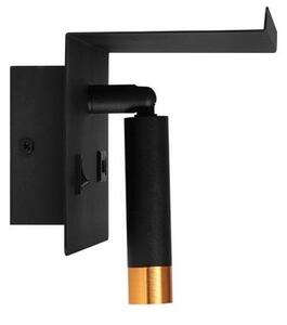 Nástenné bodové svietidlo s poličkou a USB nabíjačkou 1xG9/35W/230V čierna/zlatá