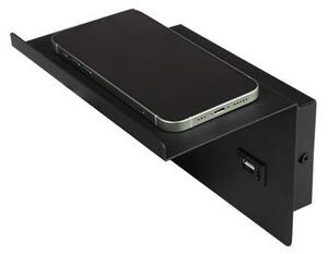 Nástenné bodové svietidlo s poličkou a USB nabíjačkou 1xG9/35W/230V čierna/zlatá