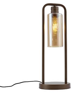 Stolná lampa Hotel Chic tmavý bronz s jantárovým sklom - Stavelot