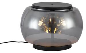 Dizajnová stolná lampa čierna s dymovým sklom 3-svetlá - Bino