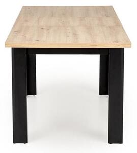 Halmar BAGIO stôl jedálenský, 120-160x80, doska lamin dub artisan/čierna