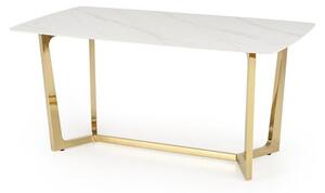 Halmar CLEMENTE stôl 160/90/76/120 cm, biely mramor/nohy zlaté