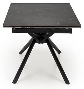 Halmar VITORINO jedálenský stôl 160-220/90/75/125cm, mramor/oceľ, čierna/čierna