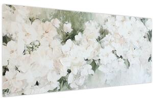 Obraz - Abstrakcia bielych kvetov (120x50 cm)