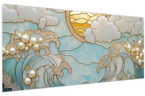 Obraz - 3D perly v oceáne (120x50 cm)