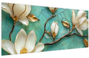 Obraz - 3D magnólia (120x50 cm)