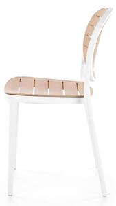 Halmar K529 stolička, PVC, biela/ prírodná