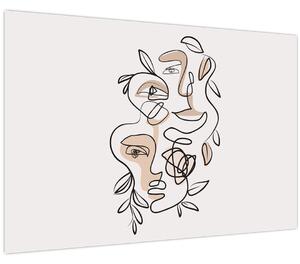 Obraz - Line art tváre (90x60 cm)