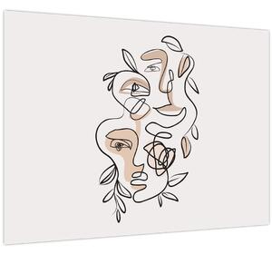 Obraz - Line art tváre (70x50 cm)
