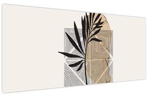 Obraz - Abstrakcia s tropickými listami N⁰1 (120x50 cm)