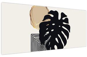Obraz - Abstrakcia s tropickými listami N⁰2 (120x50 cm)