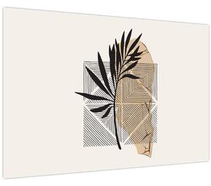 Obraz - Abstrakcia s tropickými listami N⁰1 (90x60 cm)