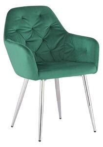 Zelená zamatová jedálenská stolička 84cm
