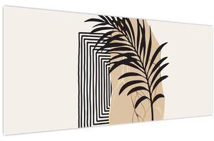 Obraz - Abstrakcia s tropickými listami N⁰3 (120x50 cm)