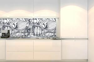 DIMEX | Fototapeta do kuchyne Čiernobiele ryby KI-180-183 | 180 x 60 cm | čiernobiela