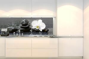 DIMEX | Fototapeta do kuchyne Zen orchidea KI-180-200 | 180 x 60 cm | šedá, čierna, biela