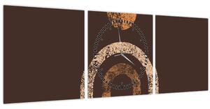 Obraz - Oranžové oblúky N⁰1 (s hodinami) (90x30 cm)