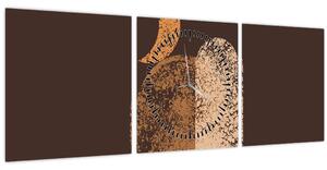 Obraz - Oranžové oblúky N⁰2 (s hodinami) (90x30 cm)