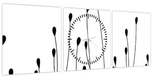 Obraz - Grafická lúka N⁰1 (s hodinami) (90x30 cm)