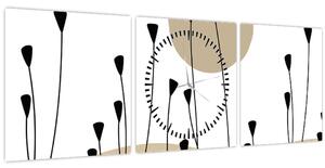 Obraz - Grafická lúka N⁰2 (s hodinami) (90x30 cm)
