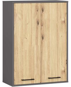 Kúpeľňová skrinka FIN H934 W64 2D grafitová / dub artisan