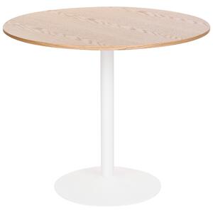 Jedálenský stôl svetlý dub dyha MDF okrúhly tvar ø 90 cm maľovaný povrch podstavec z práškovo lakovaného železa rustikálny boho štýl