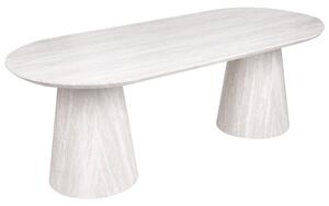 Jedálenský stôl travertínový vzhľad MDF 220 x 95 cm oválny tvar valcovité nohy jedáleň škandinávsky štýl