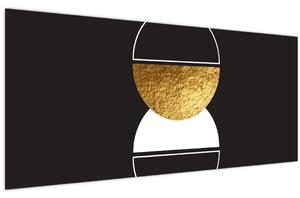 Obraz - Abstrakcia zlatá a čierna N⁰2 (120x50 cm)