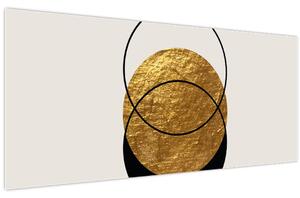 Obraz - Abstrakcia zlatá a biela N⁰2 (120x50 cm)