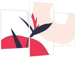 Obraz - Ružová florálna abstrakcia N⁰1 (90x60 cm)