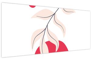 Obraz - Ružová florálna abstrakcia N⁰2 (120x50 cm)