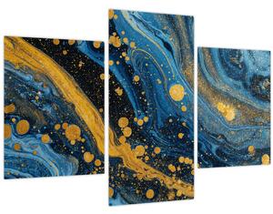 Obraz - Modrá abstrakcia so zlatom (90x60 cm)