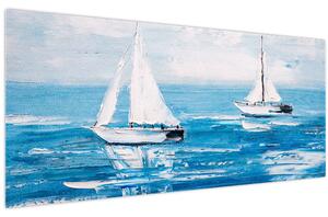 Obraz - Maľba jachty na mori (120x50 cm)