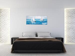 Obraz - Maľba jachty na mori (120x50 cm)