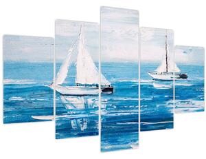 Obraz - Maľba jachty na mori (150x105 cm)