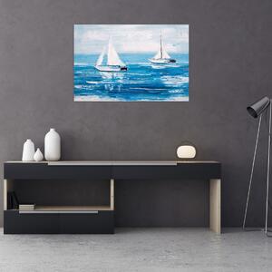 Obraz - Maľba jachty na mori (90x60 cm)