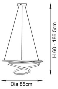 Endon 97639 - LED stmievateľný luster na lanku TWIRL LED/88W/230V 3000K zlatý