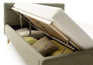 MUZZA Dvojlôžková posteľ anika s úložným priestorom 140 x 200 cm zelená