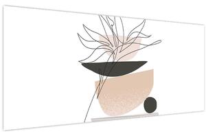 Obraz - Line art kvety N⁰1 (120x50 cm)