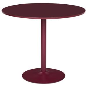 Jedálenský stôl bordový MDF okrúhly tvar ø 90 cm maľovaný povrch podstavec z práškovo lakovaného železa rustikálny boho štýl
