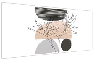 Obraz - Line art kvety N⁰2 (120x50 cm)