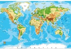 DIMEX | Vliesové fototapety na stenu Mapa sveta MS-5-0261 | 375 x 250 cm | modrá, viacfarebná