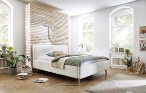 MUZZA Dvojlôžková posteľ taupe 160 x 200 cm fleece biela