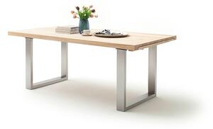 Jedálenský rozkladací stôl Dayton dub bianco nerez Rozmer: 180 (280) x 77 x 100 cm