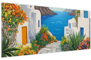 Obraz - Grécka ulička (120x50 cm)