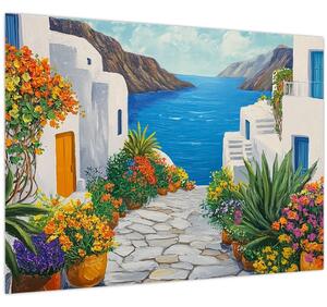 Obraz - Grécka ulička (70x50 cm)