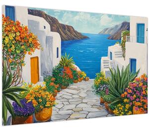 Obraz - Grécka ulička (90x60 cm)