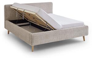 MUZZA Dvojlôžková posteľ taupe s úložným priestorom 160 x 200 cm chenille béžová