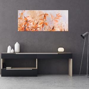 Obraz - Maľované kvety (120x50 cm)