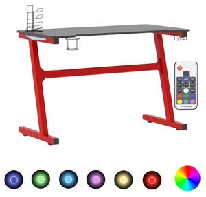 Herný stôl LED s nohami v tvare Z čierny a červený 110x60x75 cm